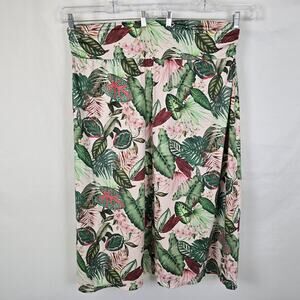 Stampa Skirt Women's 3X Green Tropical Print Fit & Flare Pull On Stretch Maxi